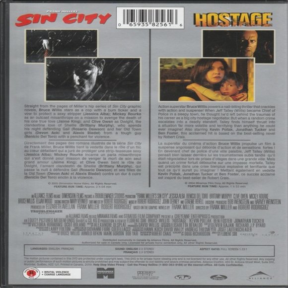 Bruce Willis Double Feature - Sin City & Hostage - Full Screen DVD Edition - Picture 2 of 2